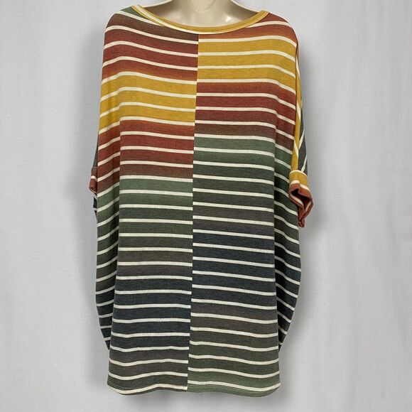 Andree by Unit Sweater Womens Large Striped Dolman Sleeve Boxy Oversized Soft - Picture 5 of 11